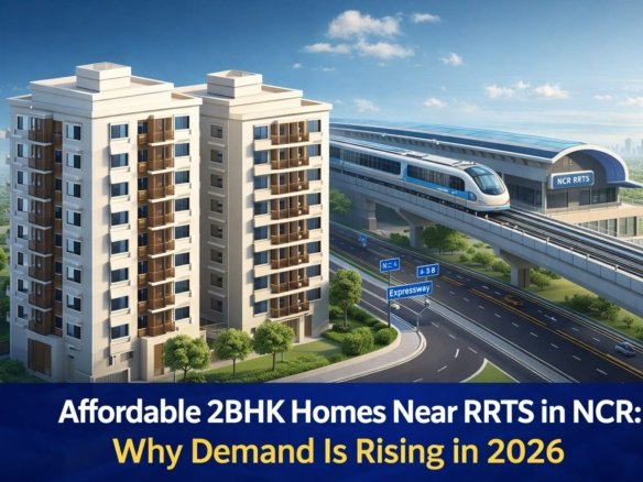 Affordable 2BHK apartments near RRTS corridor in NCR with modern residential buildings and metro connectivity in 2026