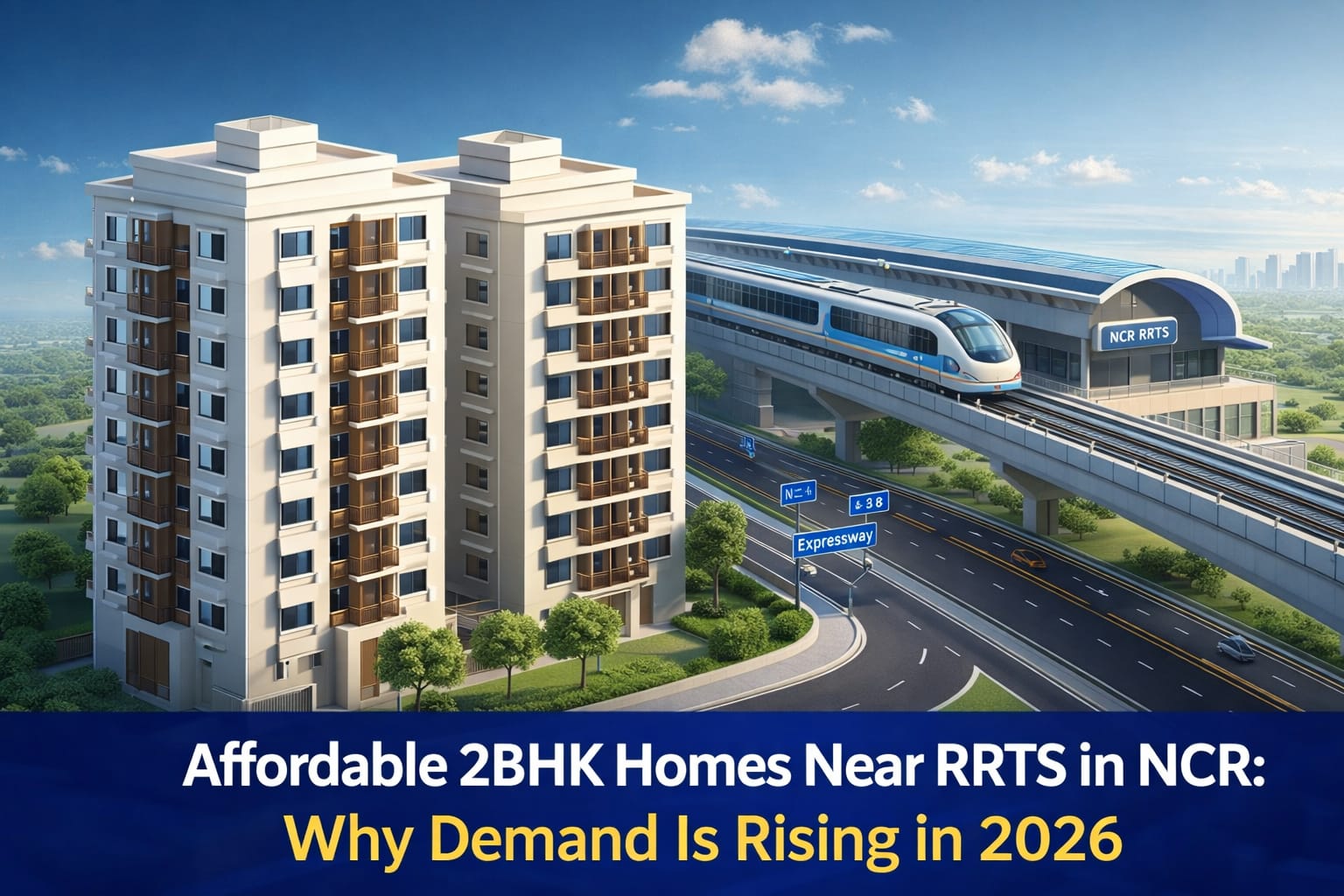 Affordable 2BHK apartments near RRTS corridor in NCR with modern residential buildings and metro connectivity in 2026