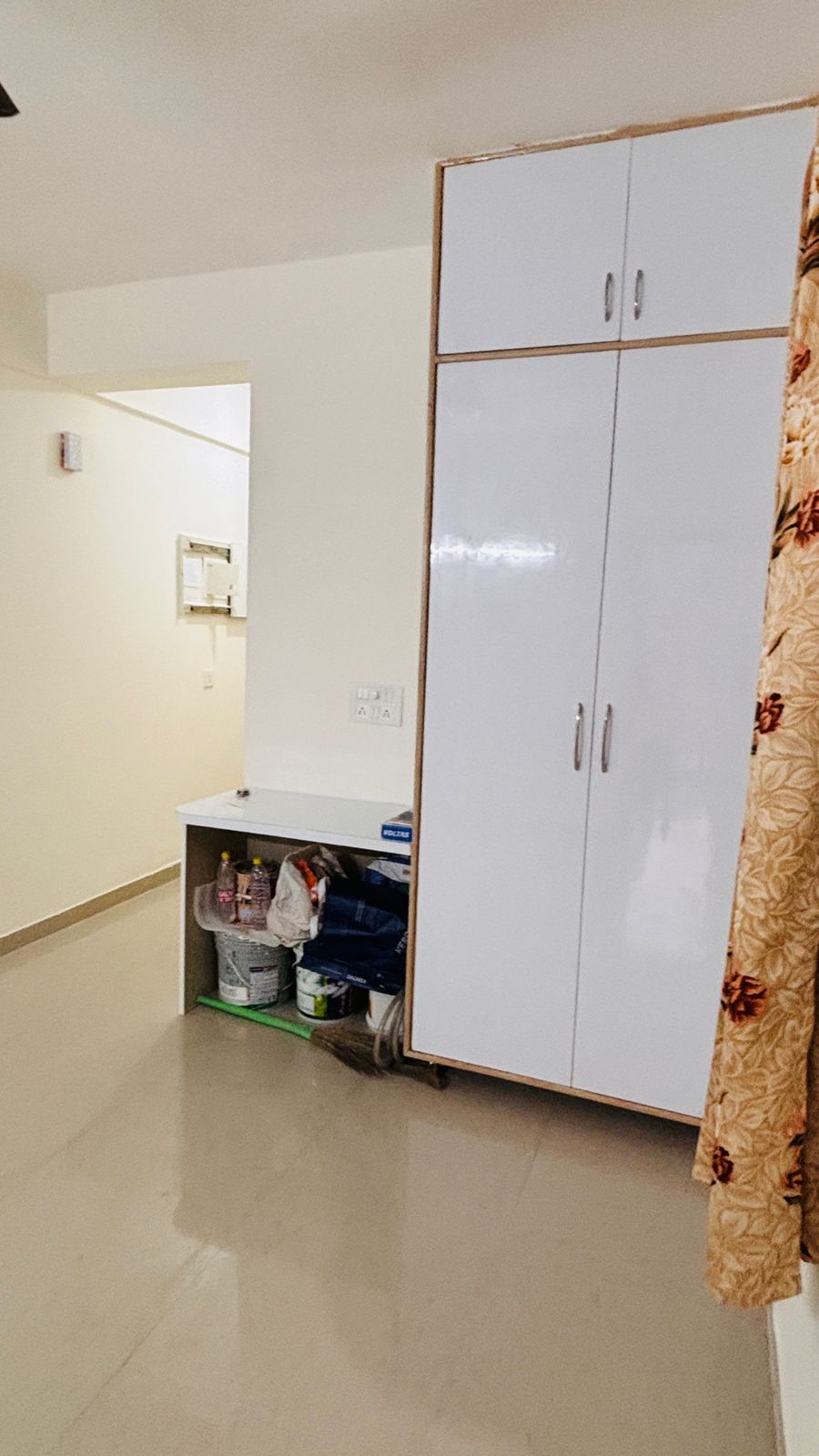 Small room with storage cabinet.