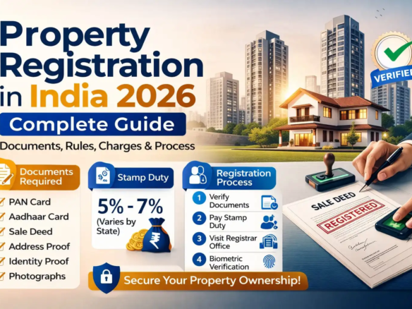 Property registration guide 2026 India covering documents required, stamp duty 5 to 7 percent, charges and process