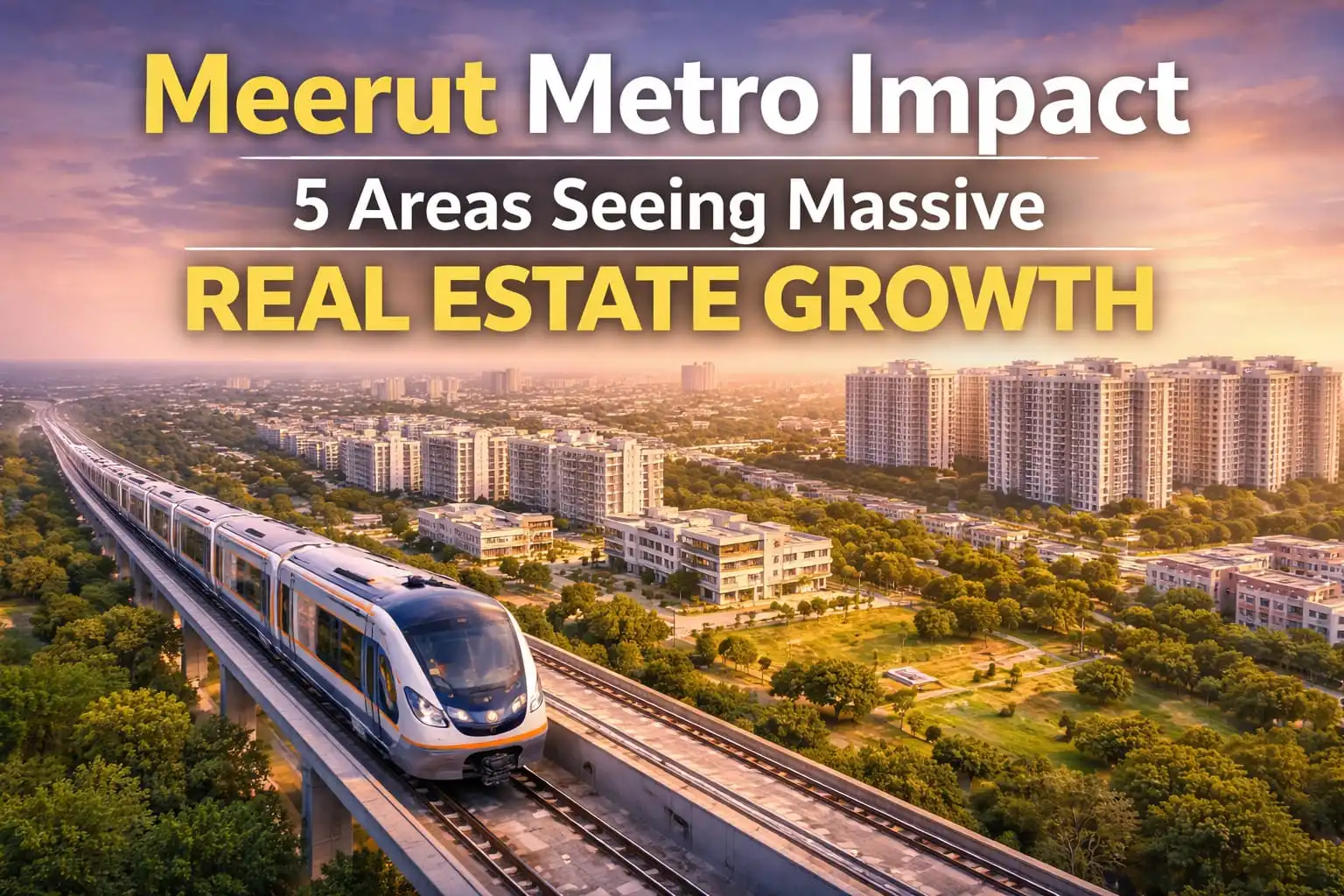 Meerut Metro impact on real estate showing modern apartments and rapid urban development