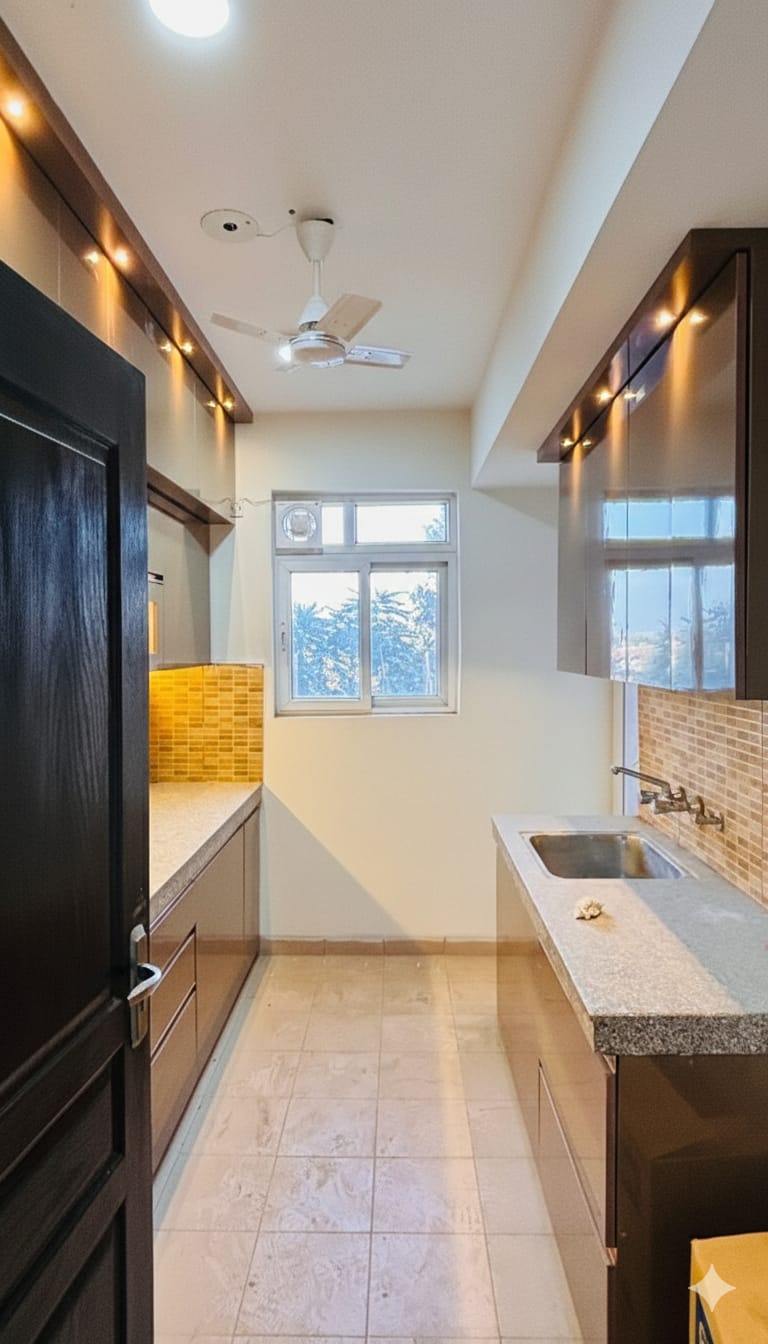 Modular kitchen in 3 BHK flat in Gurgaon