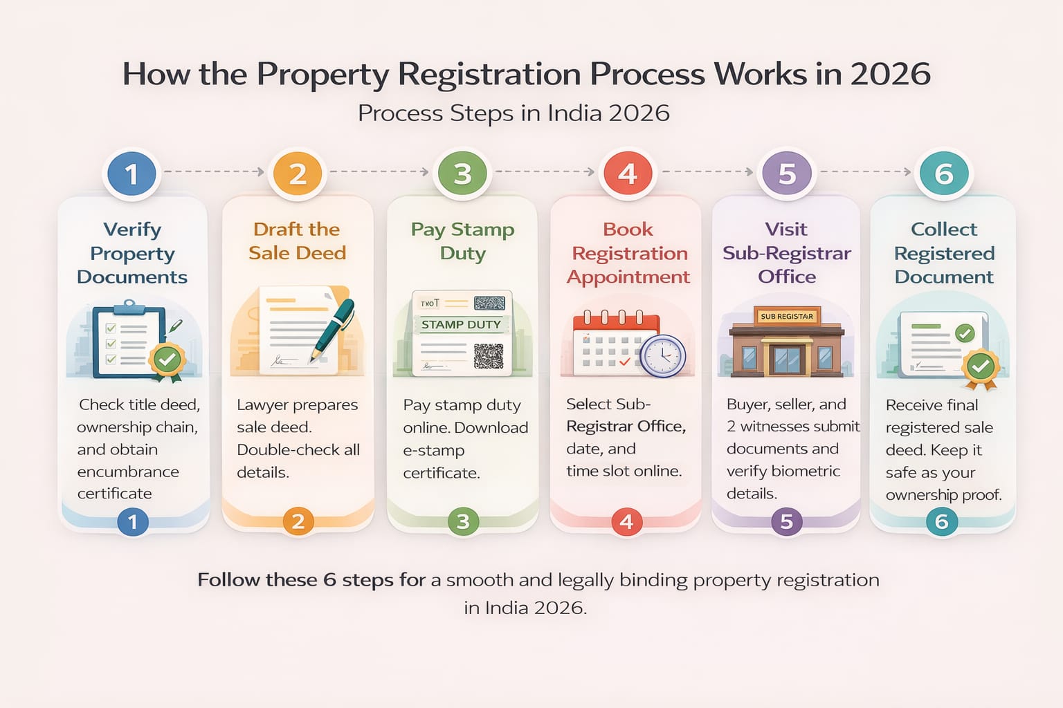 Property registration process step-by-step guide in India 2026 including stamp duty and sale deed registration