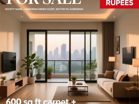 2 BHK flat for sale in Vardhman Green Court Sector 90 Gurgaon — 600 sq ft carpet area 100 sq ft balcony 71 Lakh