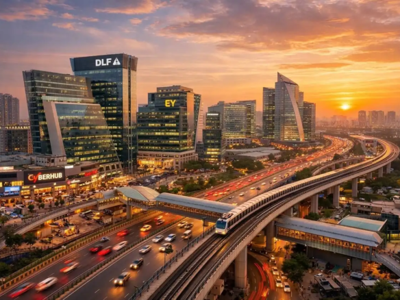 2 BHK apartments near DLF Cyber City Gurgaon with Cyber Hub metro and NH-48 highway view