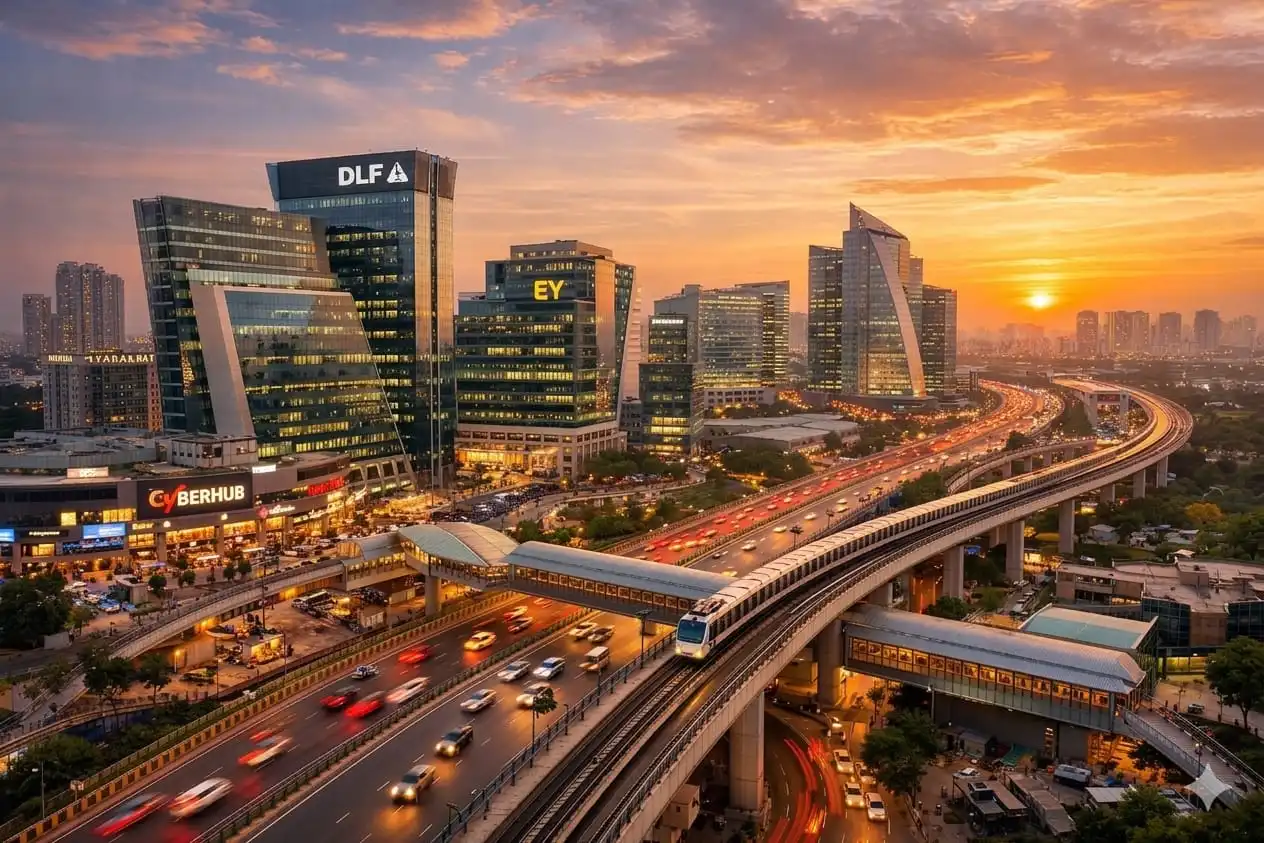 2 BHK apartments near DLF Cyber City Gurgaon with Cyber Hub metro and NH-48 highway view