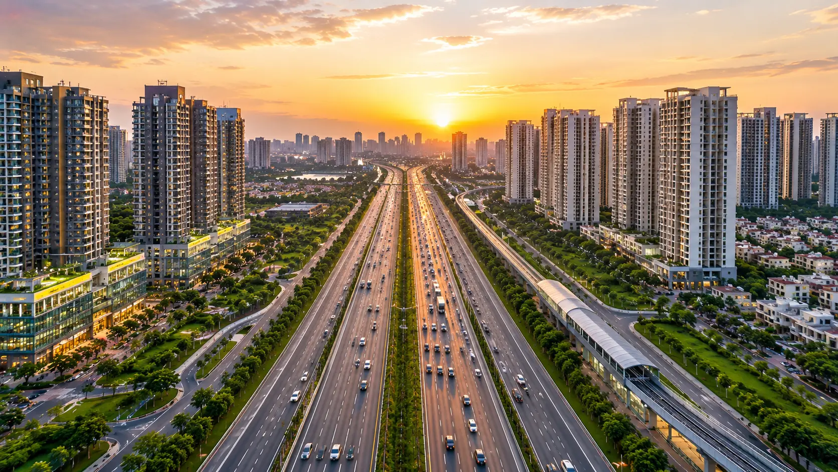 Dwarka Expressway 2026 route map corridor showcasing connectivity, high-rise residential projects and property growth