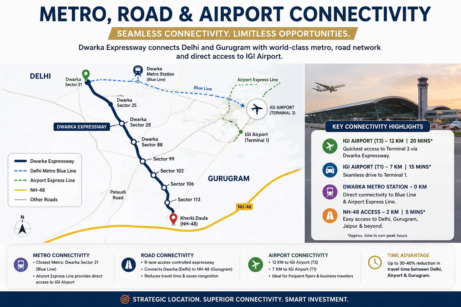 Dwarka Expressway airport connectivity to IGI Airport